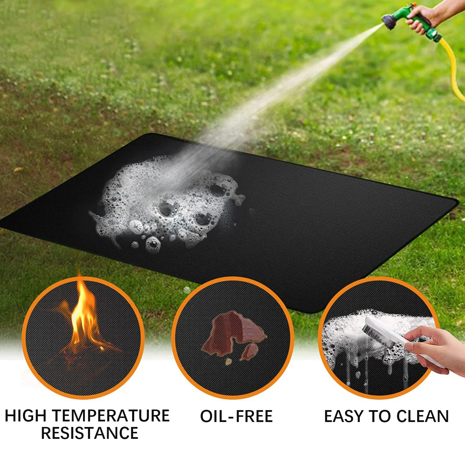 Outdoor Barbecue Grills Mat  Double-Sided Waterproof Protective Portable High Temperature Resistant Fire Mat for Outdoor Camping