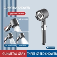 High Pressure 3 Modes Message Shower Head Rainfall Adjustable Modern Showerhead Boost Filter for Bathroom Accessories