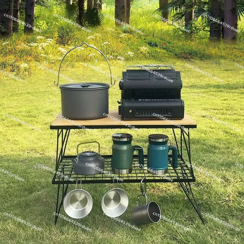All-in-One Aluminum Storage Stand, Detachable Rack with Single/Dual Tier & BBQ Hanger