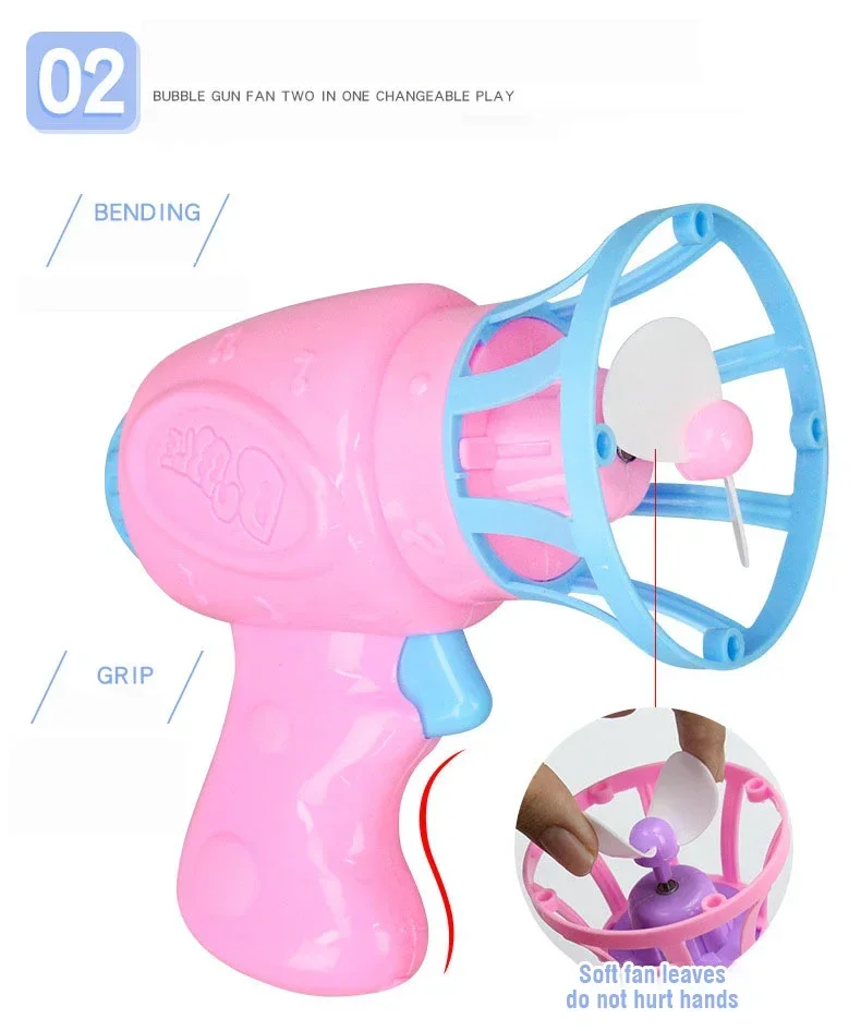 Pistola de bolhas de sabão, soprador automático elétrico portátil em forma de arma com ventilador, brinquedos soprando para meninos, presente de natal