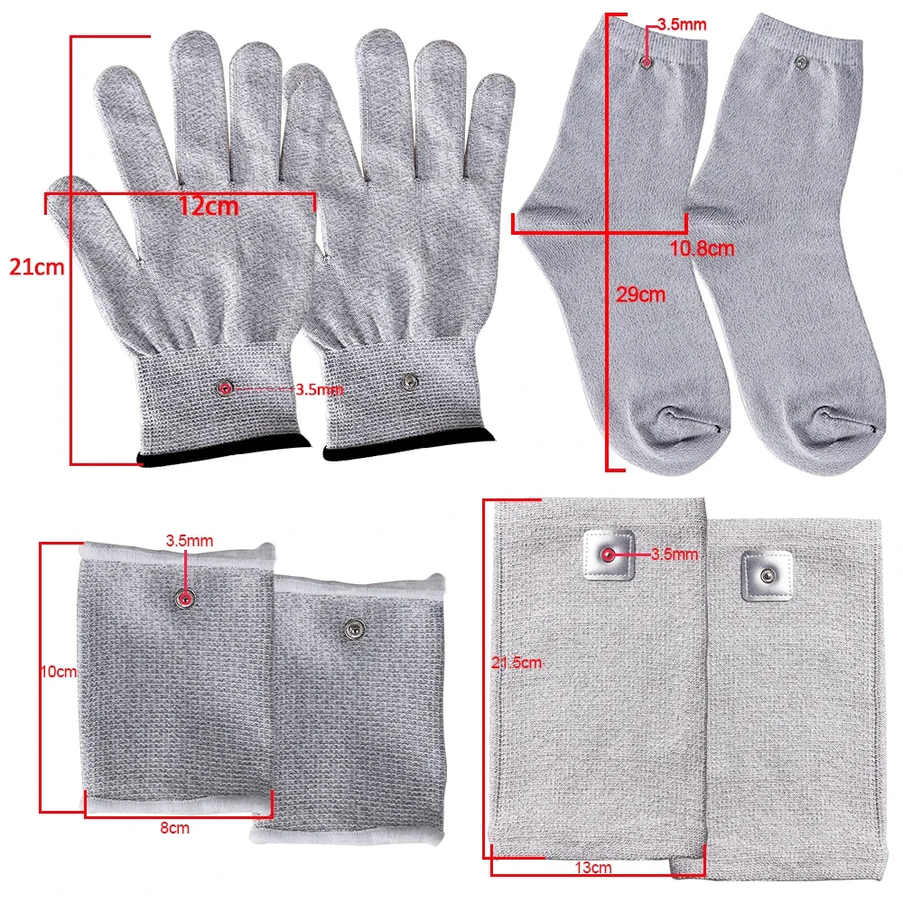 Electrode Massage Device Silver Fiber Gloves TENS Body Massager Socks Wrists ​Knees Protectors Accessories EMS Muscle Stimulator