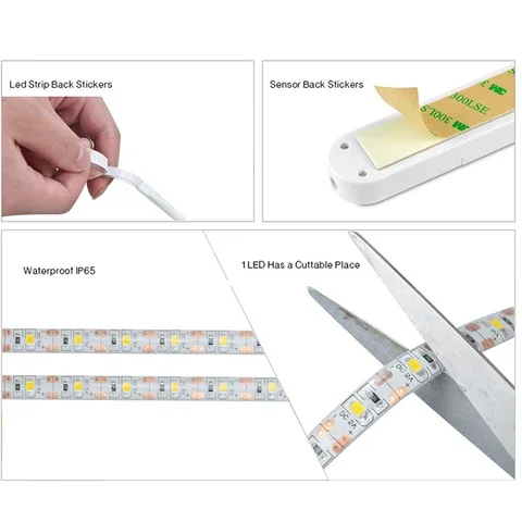 Tira de luces LED con Sensor de movimiento PIR para armario de cocina, cinta de luz de fondo para PC y TV, 5V, USB, 2835 SMD