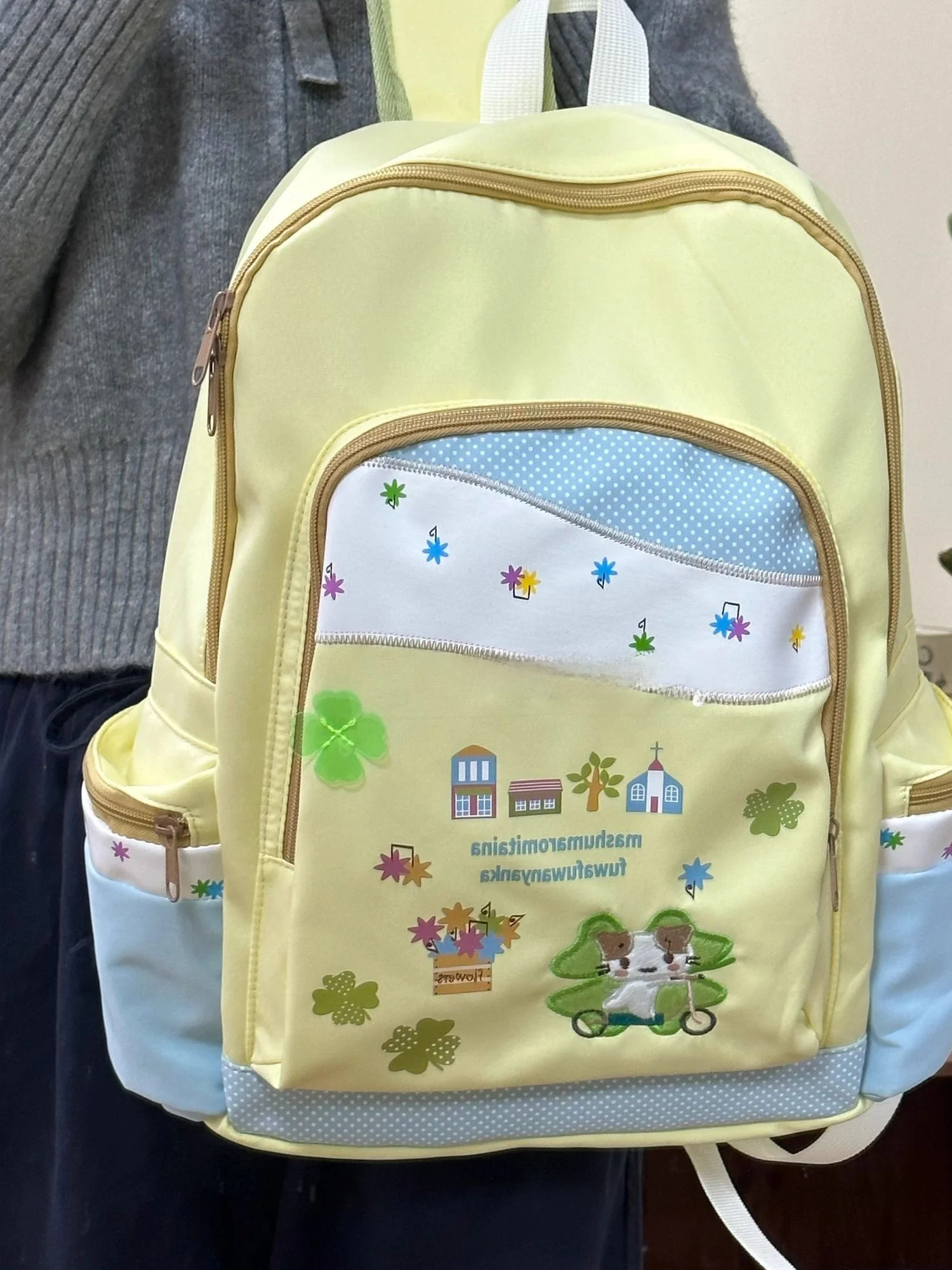 Simpatico cotone color caramello Blo grande capacità Bapa per studenti delle scuole superiori e Universi Borsa da scuola Cartoon Sle