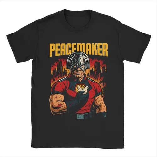 Camisetas de PEACEMAKER para hombre y mujer, ropa de algodón puro, camiseta Vintage de manga corta con cuello redondo, camisetas con estampado con dibujo