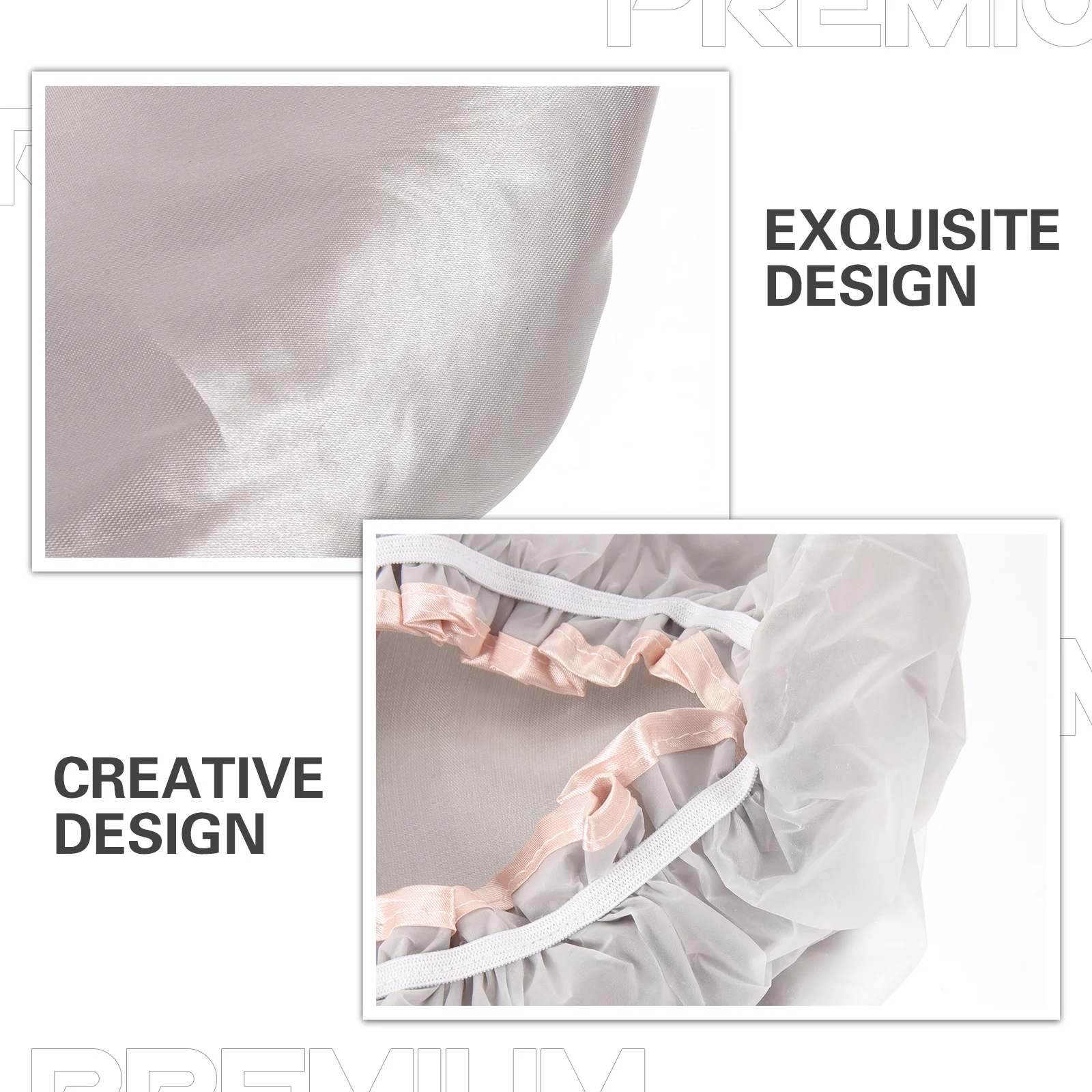 

1pc Waterproof Shower Hat Thickened Double Layer Elastic Grey Foldable Bathing Hat For Women Men Dustproof Hair Protection