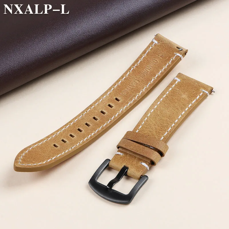 Retro Genuine Leather Watchband 18mm 19mm 20mm 21mm 22mm 24mm Universal Watch Strap Quick Release for Samsung for Huawei Watch