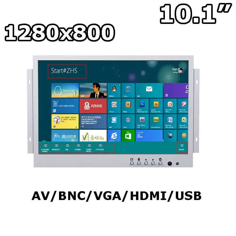 

Very Cheap White 10.1" Touch Screen Display Open Frame Monitor 1280*800 VGA HDMI USB Resistive/Capacitive For Industrial Use