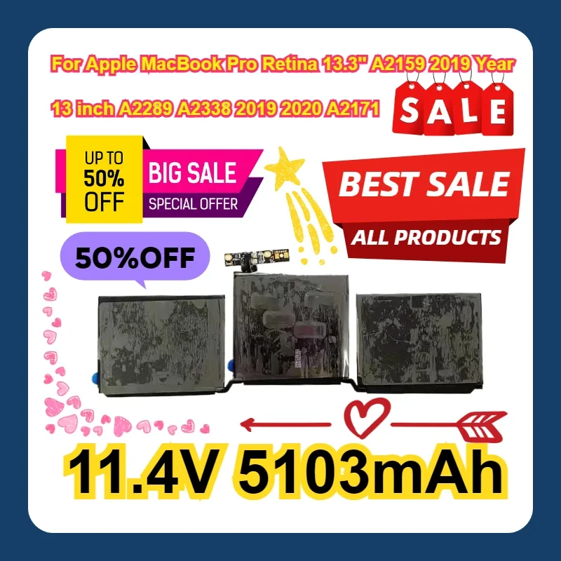 For Apple MacBook Pro Retina 13.3'' A2159 2019 Year 13 inch A2289 A2338 2019 2020 A2171 Battery