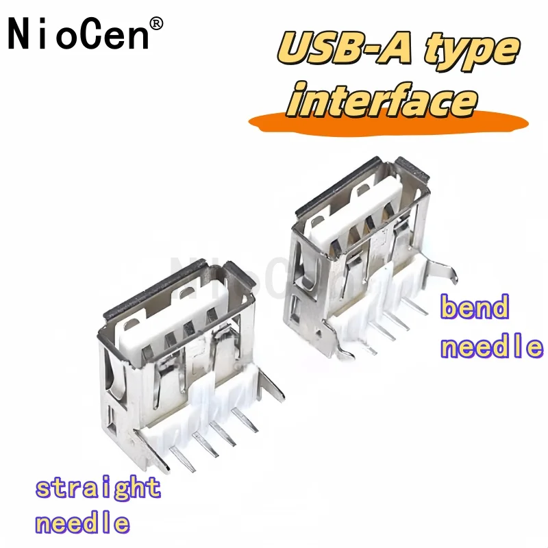 （20pcs）USB-A type interface female socket 90 degree bent leg straight leg A female USB socket bent pin USB-A type interface