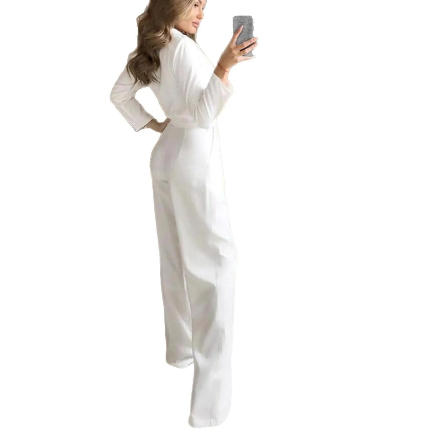 2025 primavera e verão estilo chinês vestido longo novo estilo chinês macacão gola cruzada meados de cintura digno deslocamento macacão