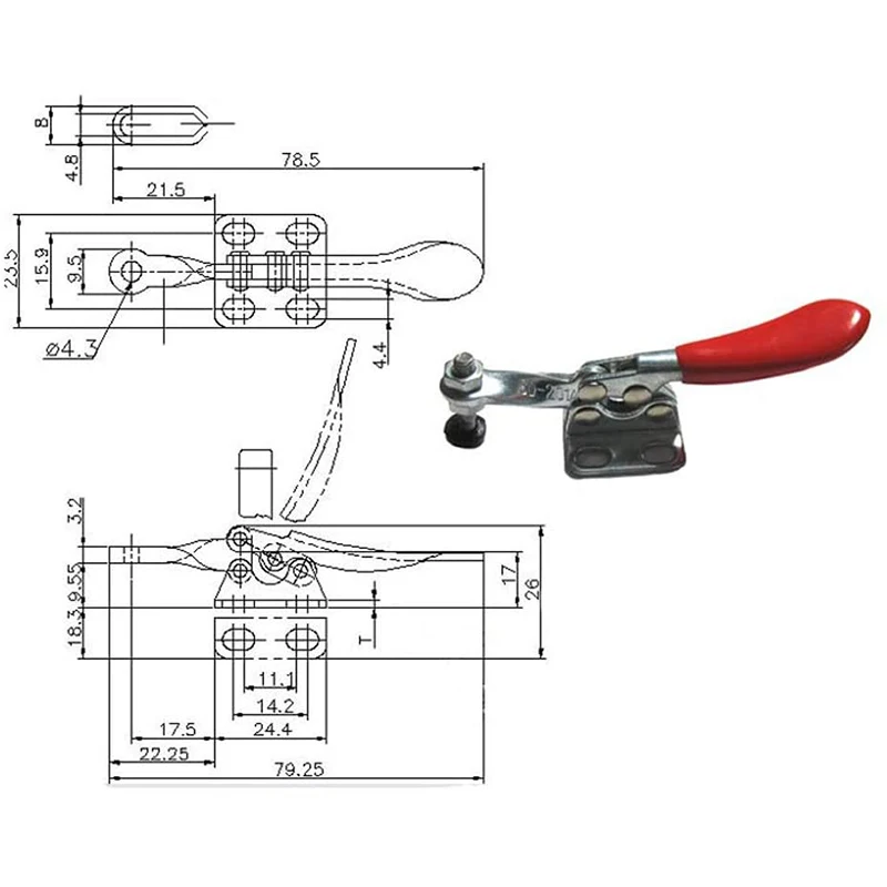 

【Опадение цены】Ручной инструмент из 12 предметов Регулируемый тумблерный зажим 201A Противоскользящий красный горизонтальный зажим 201-A Быстроразъемный сверхмощный инструмент