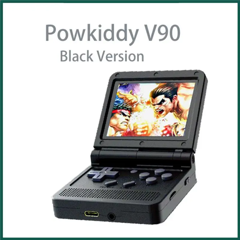 

V90 Flip Handheld Console 3-Inch HD IPS Hard Screen Dual Open System Game Console 64G Retro Handheld Game Player Kids Gift