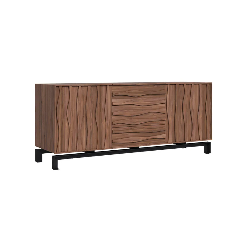 Walnut color living room solid wood dining side shoe shelf   locker entrance