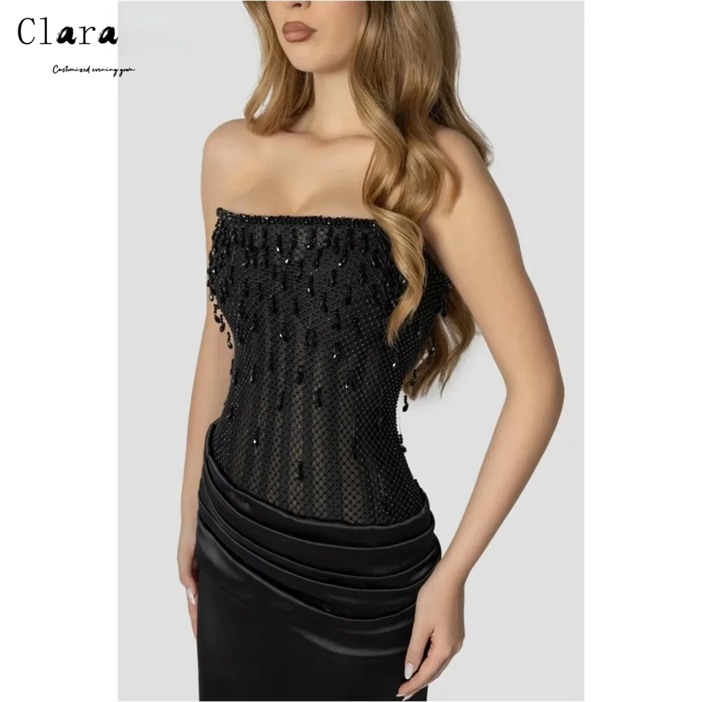 Clara Custom Black Tube Top Hollow Fishtail Abiti da sera eleganti per donna Abito da festa elegante da donna di lusso 2025 Lussuoso
