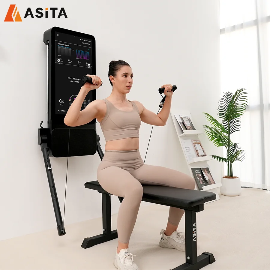 Equipamento de fitness multifuncional Tonal montado na parede Smart Home Gym Espelho de treinamento de força de peso digital
