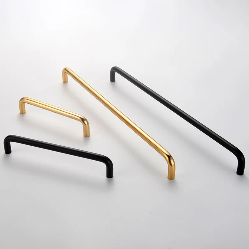 U-shaped kitchen cabinet handles black and gold dual-color multiple sizes cabinet door and drawer furniture handles
