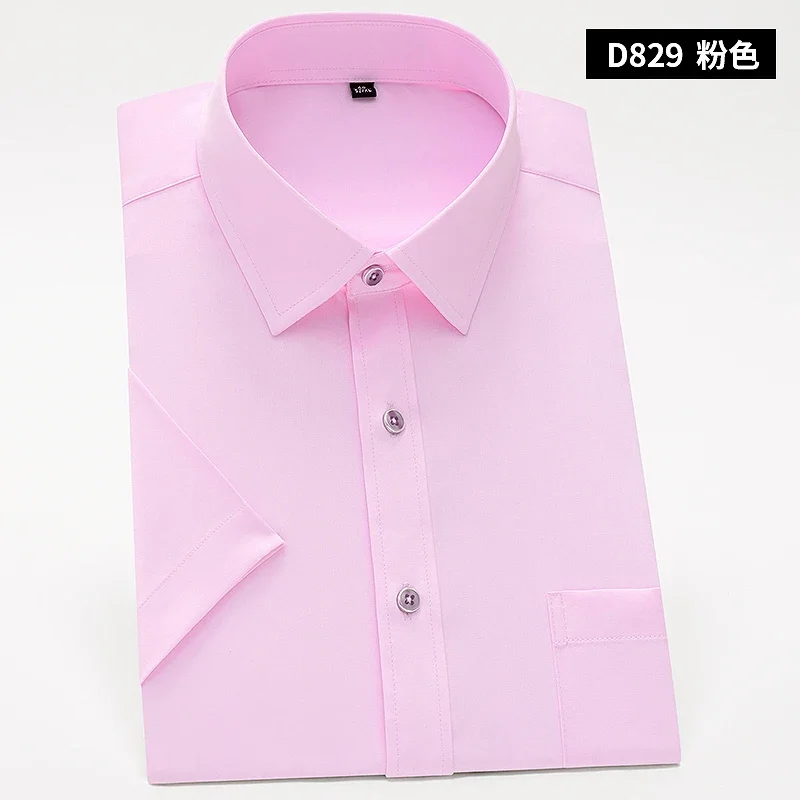 

Strech Summer Soft Easy Care Iron-Free Social Shirts Men's Casual Dress Short Sleeved Regular Fit Men Social Clothes