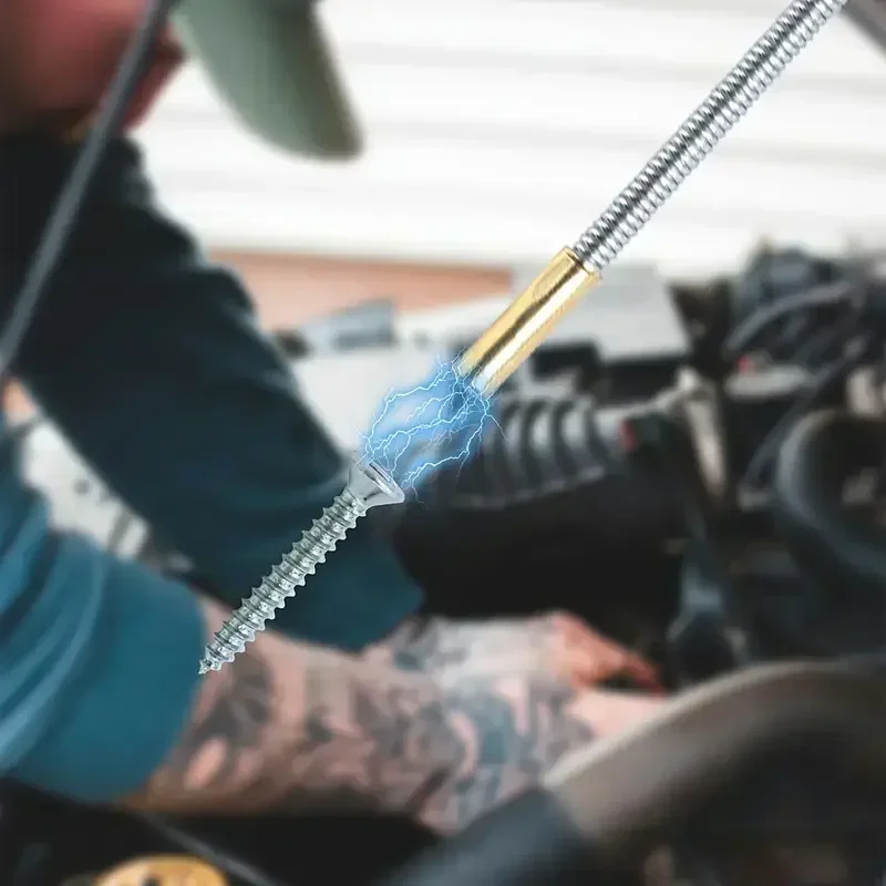 1 قطعة أداة لاقط مغناطيسية مرنة قابلة للانحناء على شكل ثعبان لاقط قضيب شفط قابل للانحناء لتحديد موقع الأشياء السقوطة يصل إلى مصارف المغسلة