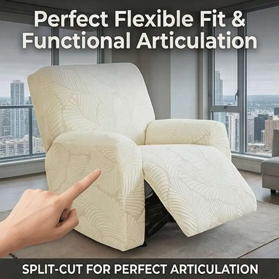 Premium 4-Piece Recliner Slipcover, High Stretch Jacquard Chair Cover, Water-Resistant & Pet-Friendly Furniture Protector, view 3