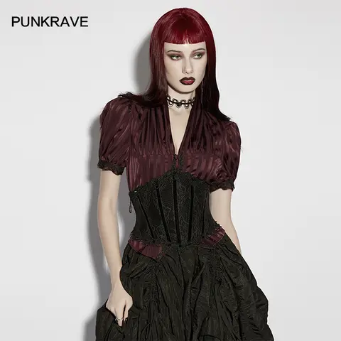 PUNK RAVE Women's Exquisite Lace Embossing Perspective Gothic Corset Multi Segmentations Create Slim Waistline Accessories