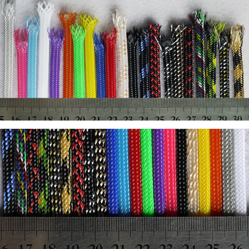 1m PET Braided Tube Hose Harness Nylon Mesh Sheath Three Braided Encrypted Protective Sleeve