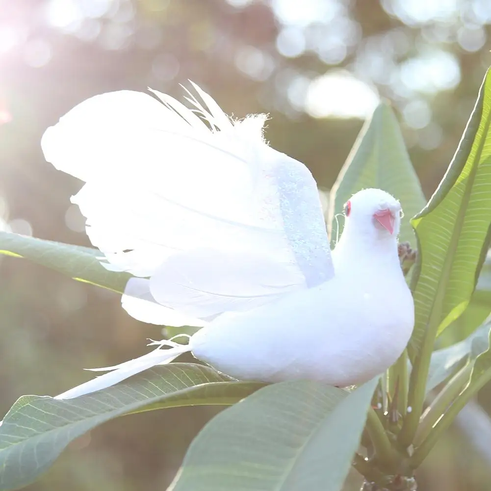 Model Feather Bird White Doves Portable Spread Wings Doves Foam Plastic Foot Multifunctional Wedding Decor for Home Party Props