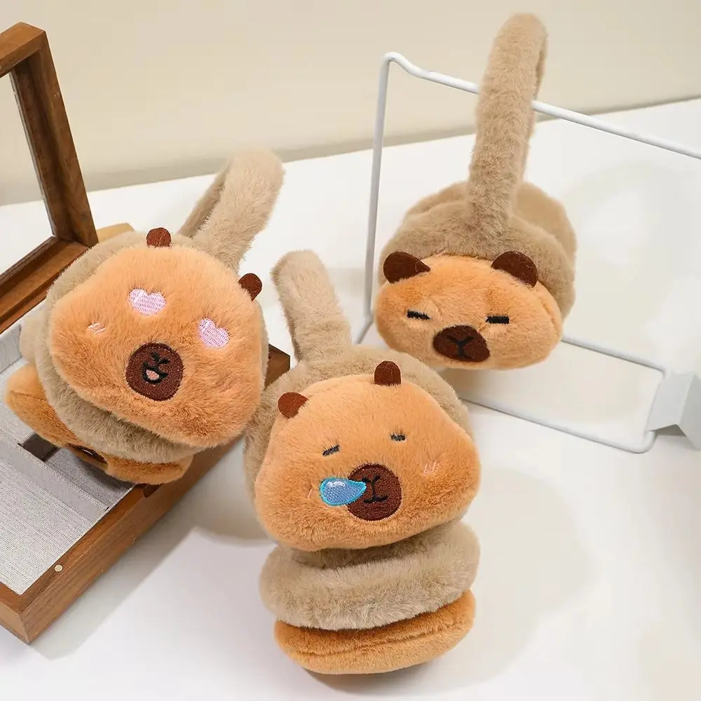 Kawaii الكرتون كابيبارا أفخم غطاء للأذنين رشاقته لينة لطيف غطاء للأذن مرونة يندبروف الشتاء الأذن دفئا هدايا الأطفال #4