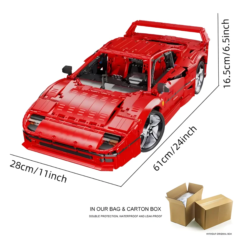 Bloques de construcción para niños, juguete de ladrillos para armar Super coche deportivo rojo, serie MOC-140629 Technical, ideal para regalo de Navidad, X001 y F40