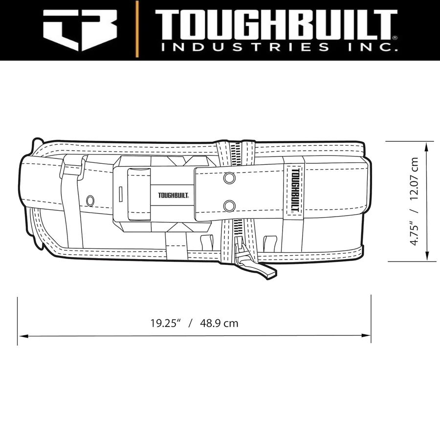 ToughBuilt TB-CT-41P Cinto acolchoado para profissionais, fivela de aço, fivela resistente, suporte traseiro para cintura saco clip, Tech Hubs