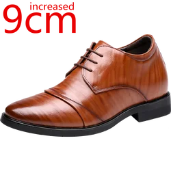 Increase 9cm Male Inner Heightening Men Shoes British Formal Leather Shoe Heightening Elevator Office Oxford Shoes Wedding Shoes