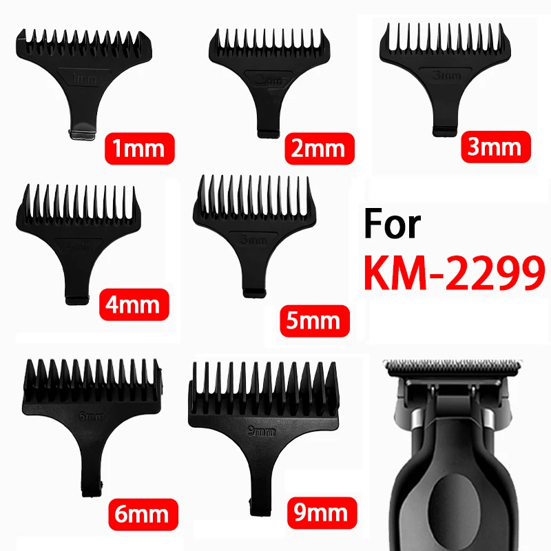 Kemei Haarschneidemaschine mit Universal-Schneidekamm, schwarze Schutzhüllen, Haarschneidehilfe für KM-2293 KM-2299, 1 2 3 4 5 6 9mm Kamm