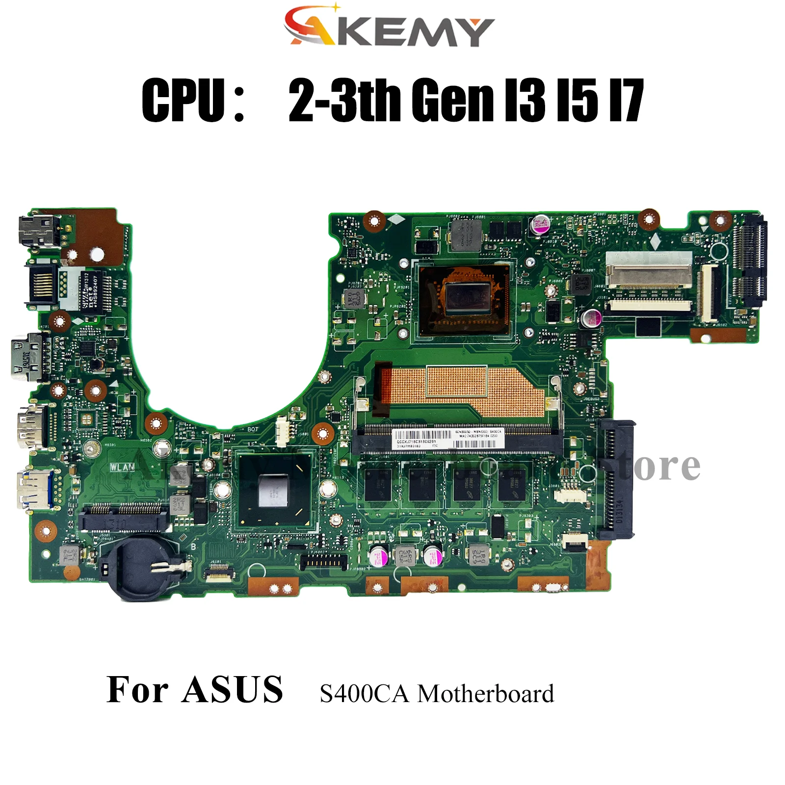 

S400CA Laptop Motherboard For ASUS VivoBook S400CA S400C Notebook Mainboard With I3 I5 I7 CPU 100% tests OK fast shipping stk