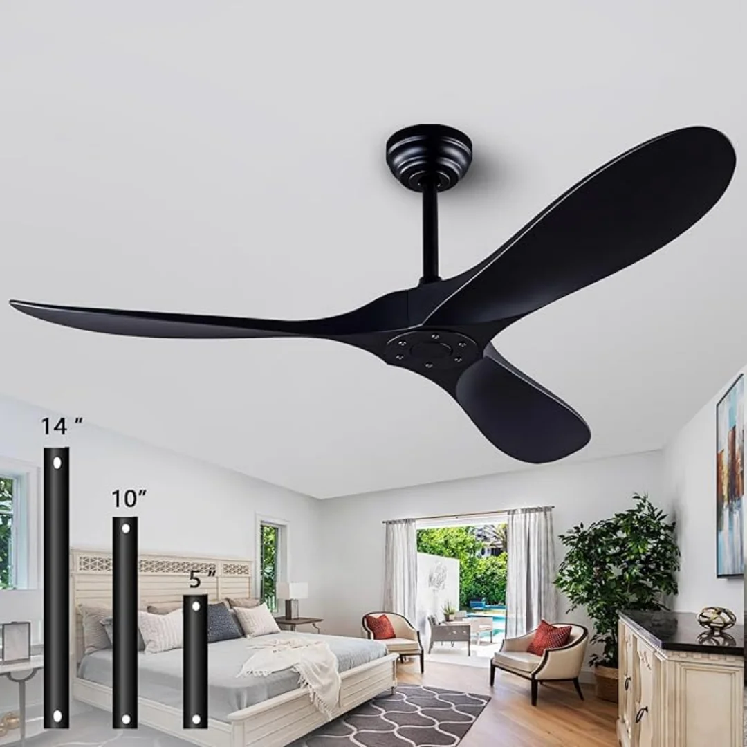 52 60 Inch Ceiling Fan Industrial Vintage ABS Ventilator With Light Remote Control For Commercial Home Coffee Shop Decorate