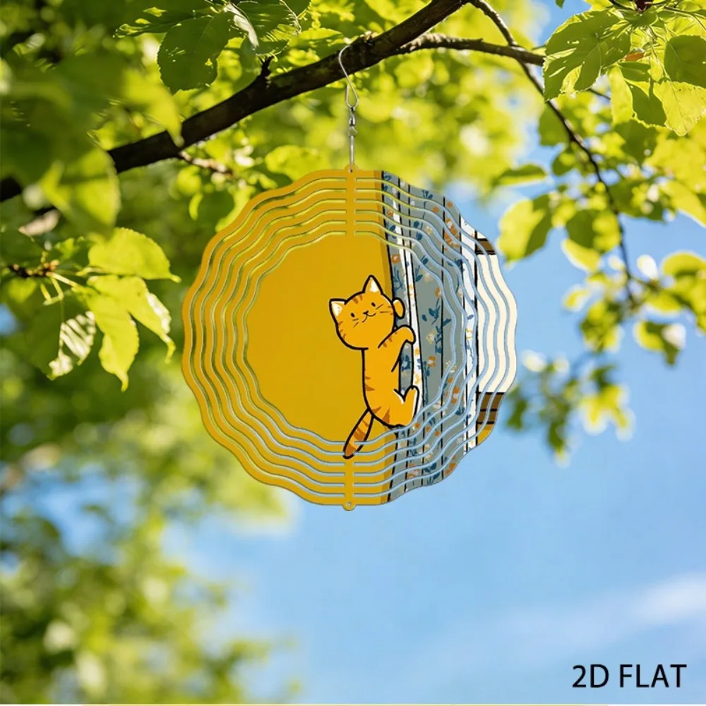 

Wrought Iron Wind Chimes for Outdoor Garden Decor, Cute Cat Curtain Style Patio Present