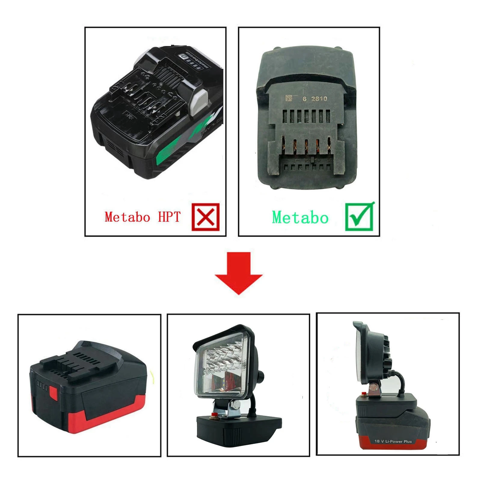 LED Work Light for Metabo 18V Lithium Battery Converted into High Performance LED Lighting Portable Outdoor Flashlight