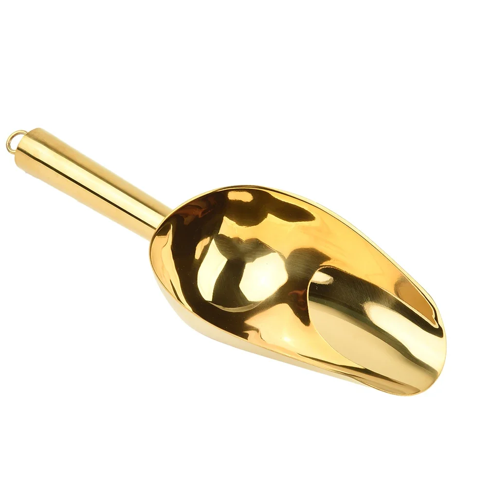 1pcs Shovel Candy Ice Cube Flour Gold/Silver Spoon Stainless Steel Bonbons Beans Shovel Food Scoops Buffet Tools Kitchen Utensil