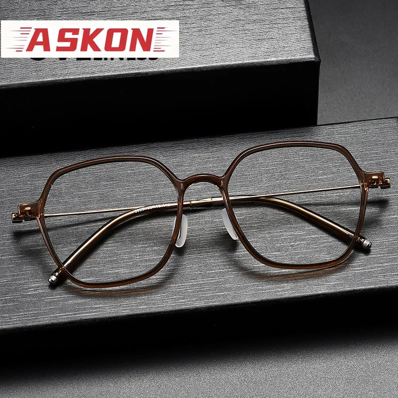 ASKON  Acetate Titanium Glasses Frame Men Brand Design Vintage Retro Square Eyeglasses frame Women Spectacle Japanese Eyewear