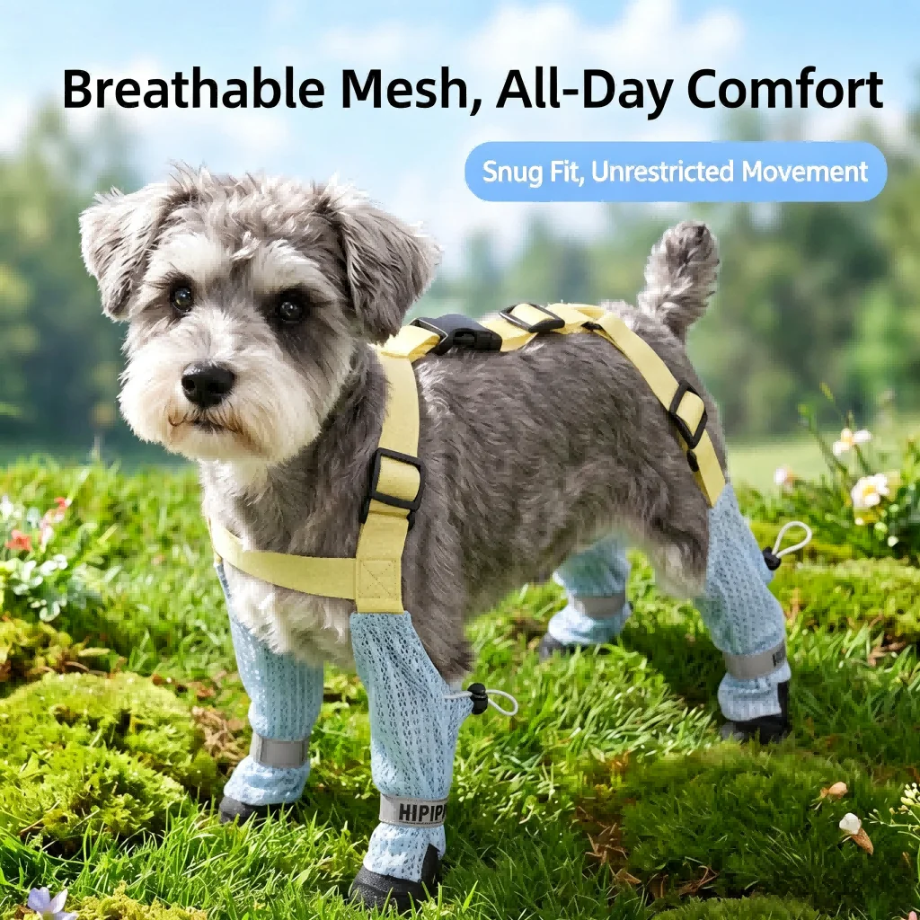 4 Seasons Pet Dust Pants Harness Leash Hook Wear Resistant Breathable Dog Shoes Small Medium Dogs Outdoor Anti Dirty Leg