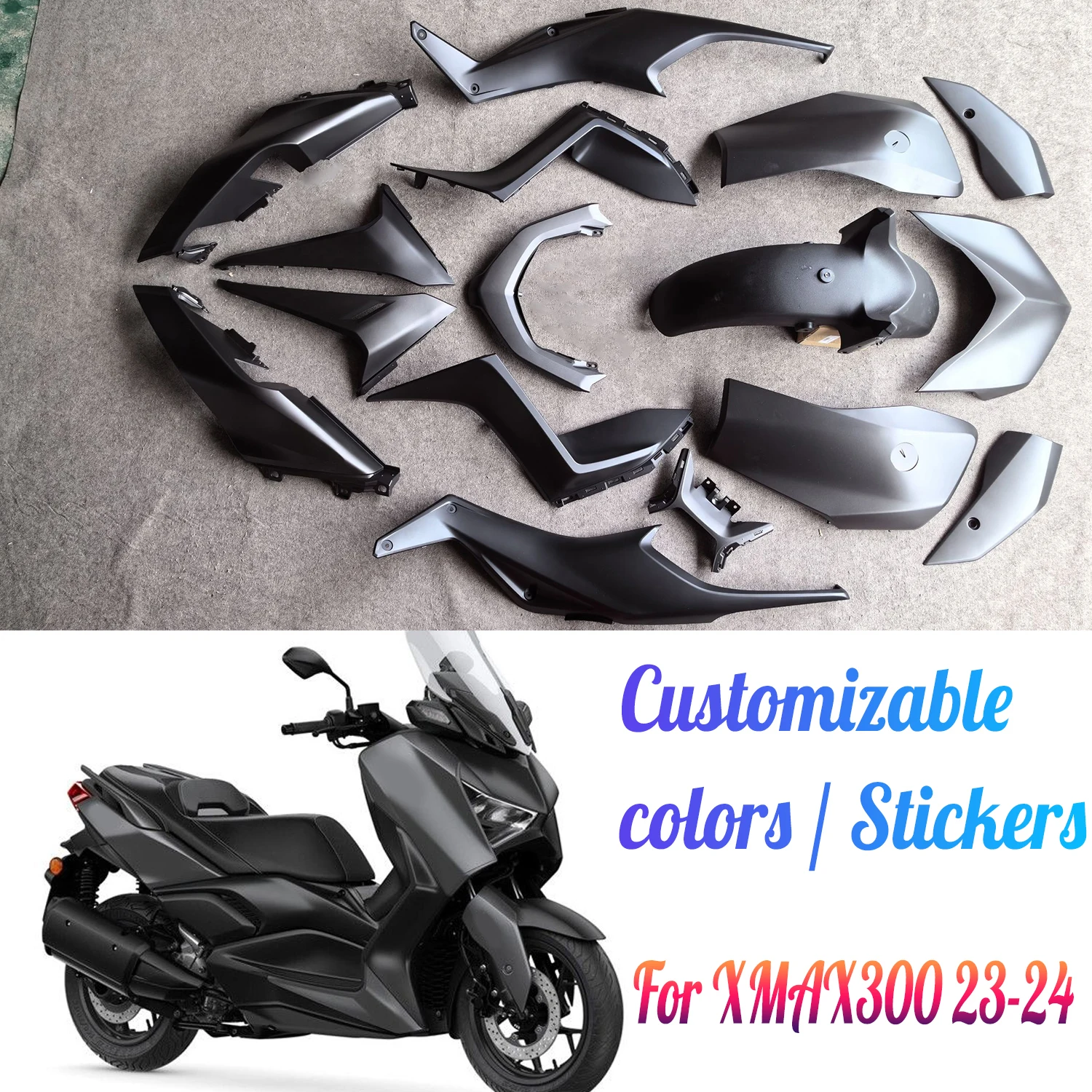 

Подходит для YAMAHA XMAX300 2023 - 2024 XMAX125 XMAX250 комплект пластиковых обтекателей кузова для мотоцикла модели XMAX 300