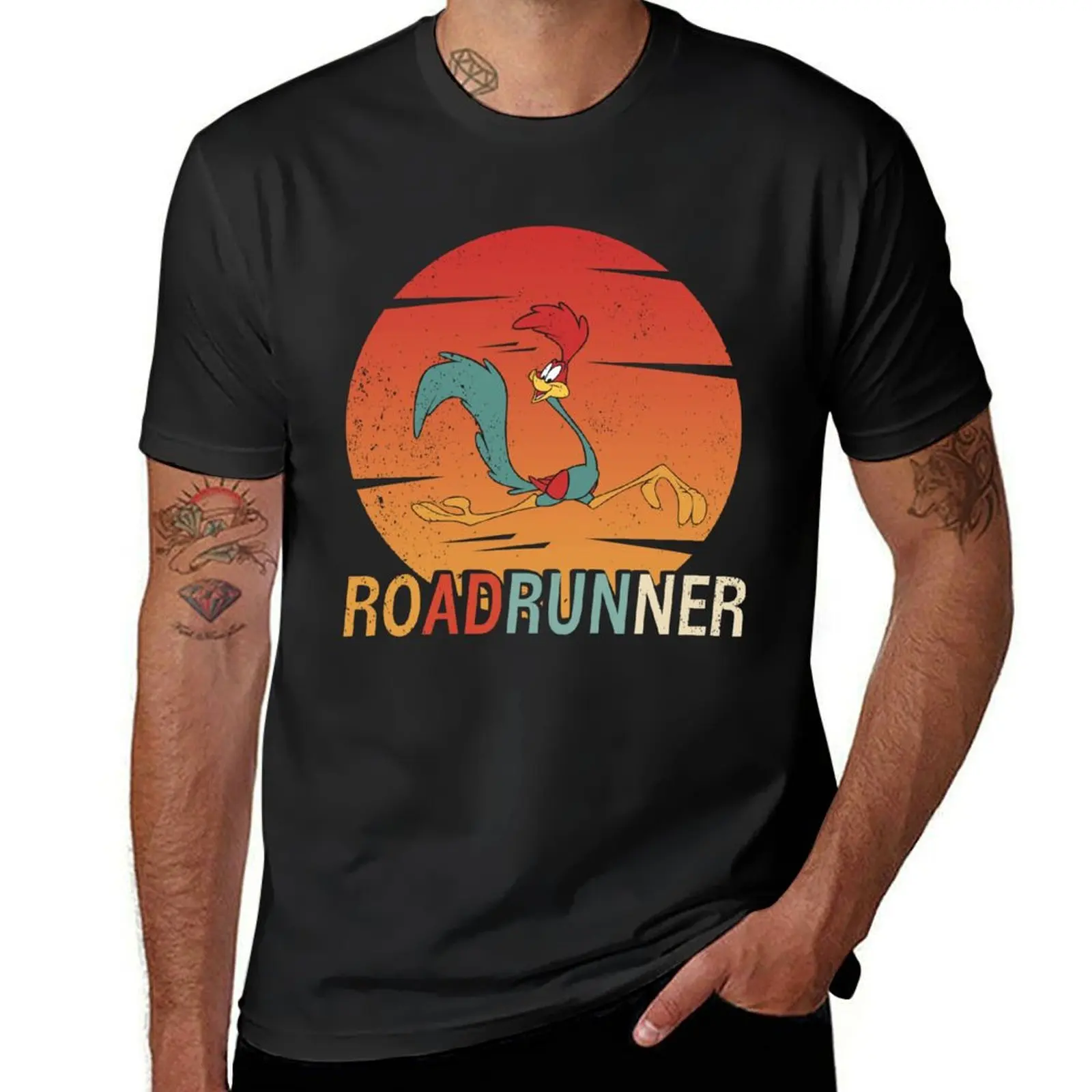 Vintage Retro Roadrunner Silhouette T-Shirt cute tops anime clothes heavyweights boys animal print mens t shirt