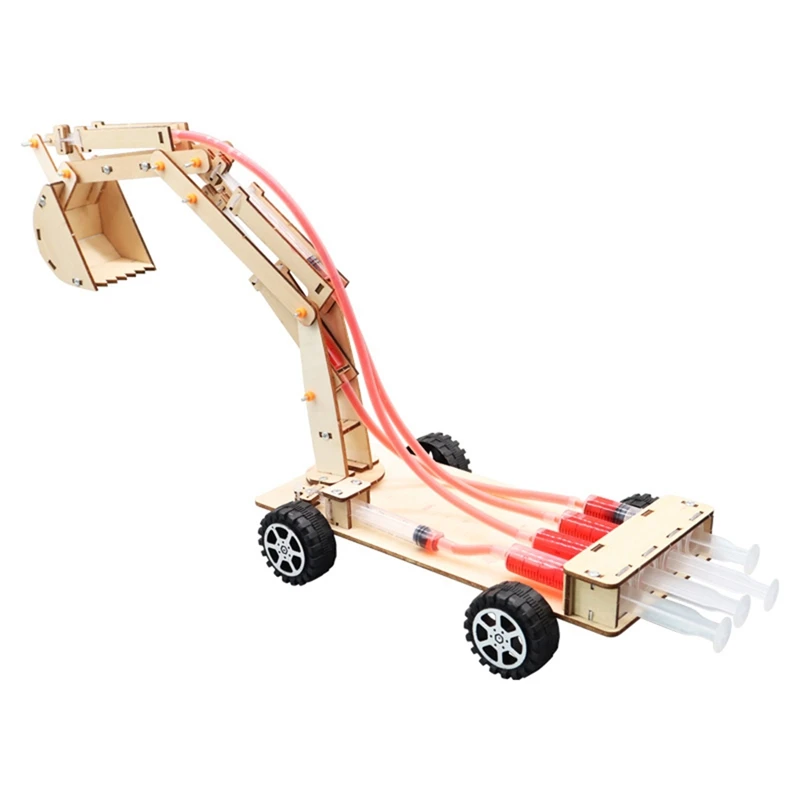 Hydraulic Excavator DIY Student Science And Technology Wooden Science And Education Toys Model Science Experiment Toys Durable