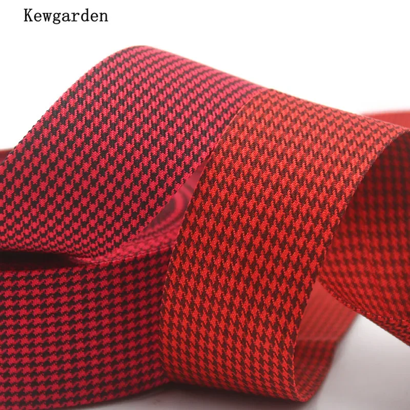 

Kewgarden Houndstooth Plaid Cloth Ribbons 1-1/2" 1" 10mm 25mm 40mm Handmade Carfts DIY Bow tie Hair Accessories Pakcing 11 Yards