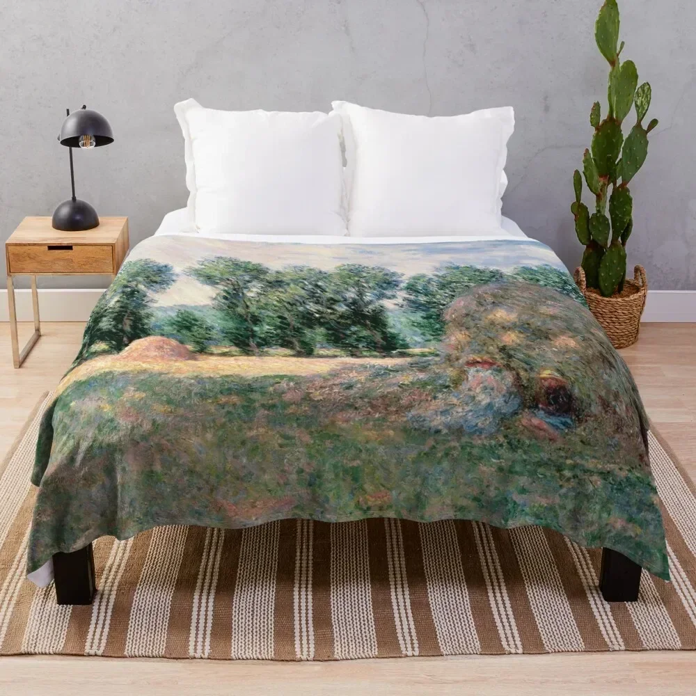 Claude Monet - Haystacks Throw Blanket Decoratives Thermals For Travel Blankets