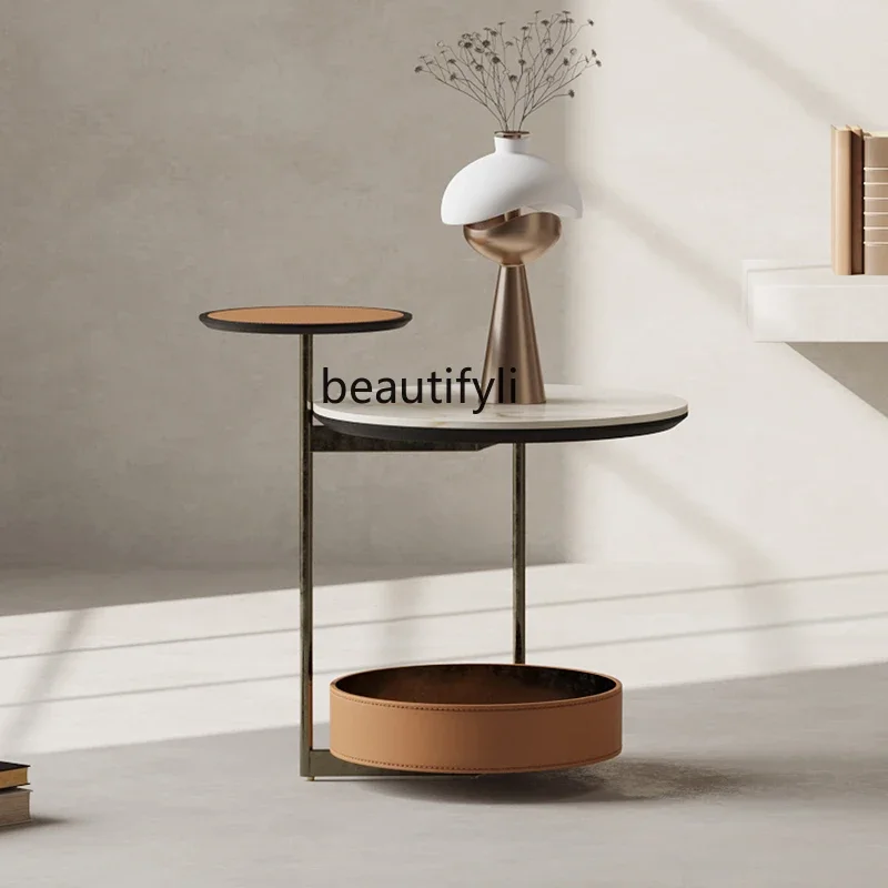 

YH13 Italian Minimalist Modern Minimalist Stone Plate Side Table Light Luxury Designer Living Room Leisure Sofa Corner Table