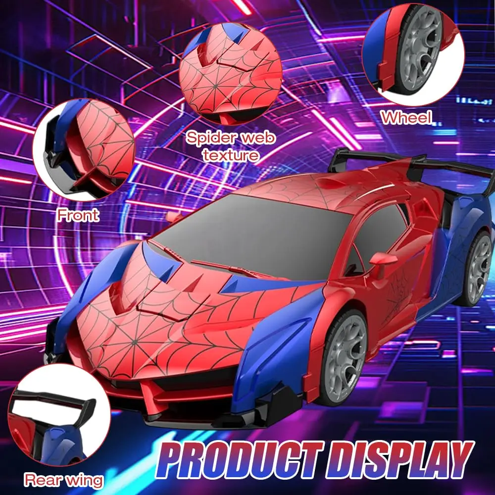 1:18 RC Transforming Car Robot Toy for Kids – 2.4GHz Remote Control Drift Racing Vehicle with LED Lights, Boys Rechargeable Gift