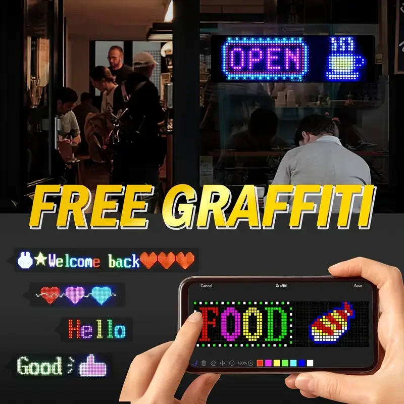 LED Matrix Pixel Screen Panel For Car USB Addressable Animation LED Display Bluetooth DIY RGB Pattern Graffiti Scrolling Sign