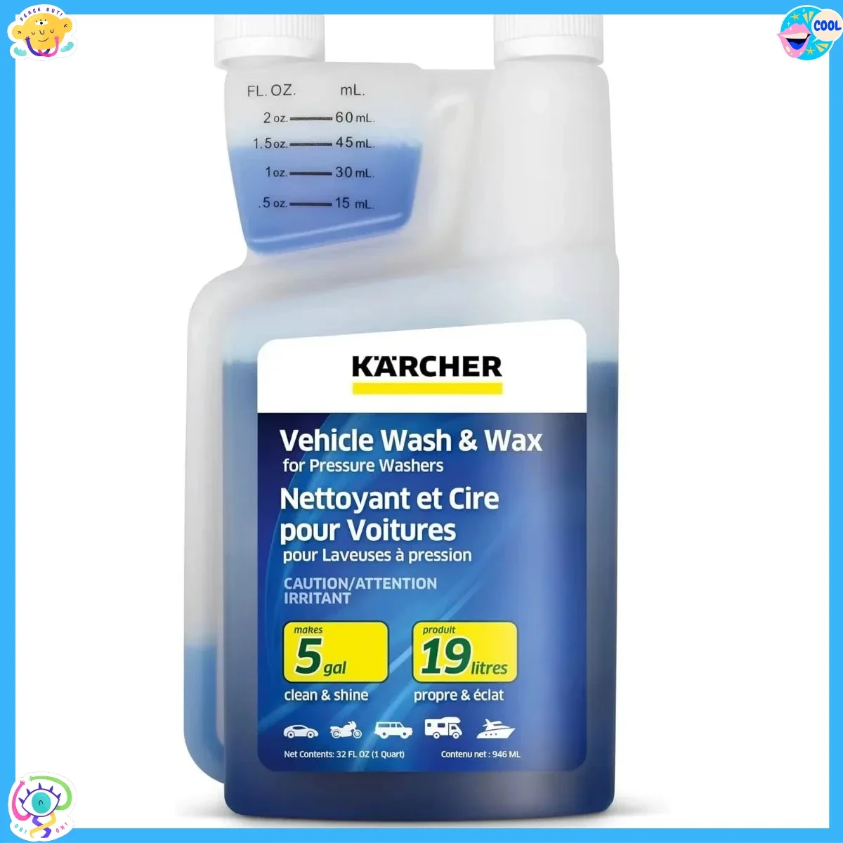 غسيل السيارات والشمع للسيارات والدراجات والشاحنات والقوارب والمزيد. مركز للغاية، يجعل 5 جالون منظف.