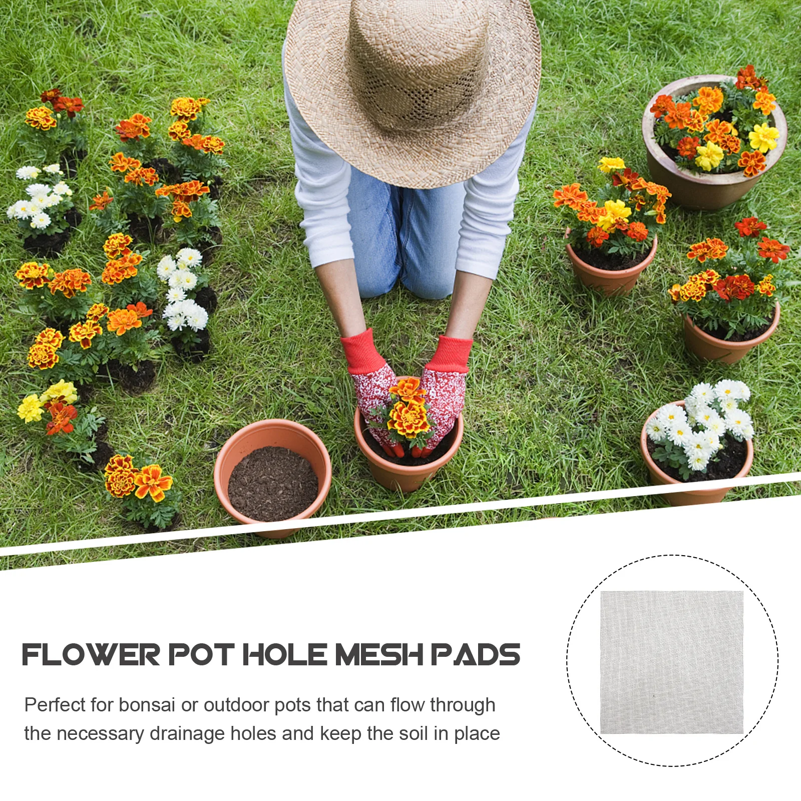 

10 шт., сетчатая подушка с отверстием для цветов, прочная марля, нижние подушечки для цветочного горшка для дренажа, воздухопроницаемость, сетчатая подушка для горшка для растений