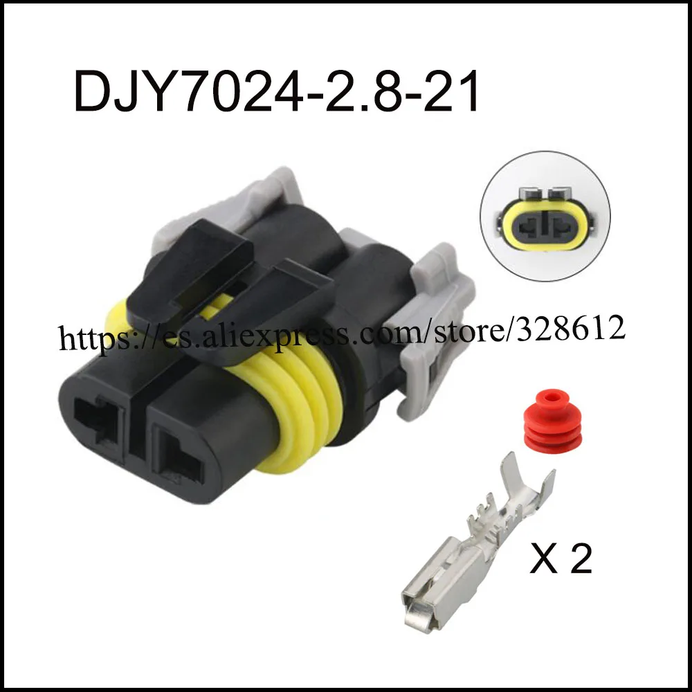 

100SET DJY7024-2.8-21 car motorcycl female cable wire connector 2 Pin connector automotive Plug socket Include terminals seals