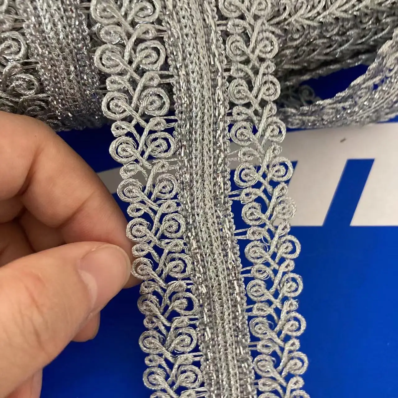 1 Yard 4.2cm Silver Lace Trim Ribbon Gold Thread Webbing Ethnic Style Clothing Embroidery Sequin Fabric Jacquard Accessories New